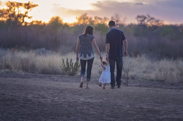 family at sunset